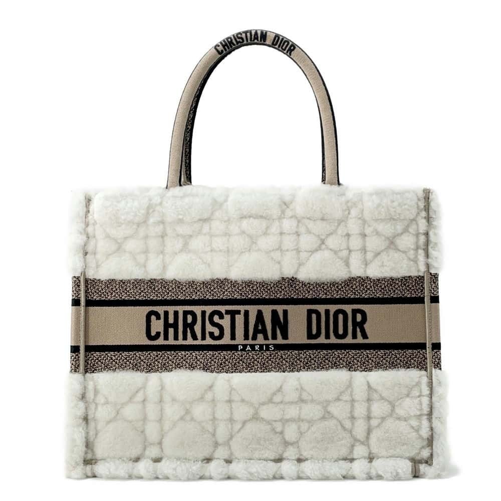 Christian Dior Tote Bag Book Cannage Shearling